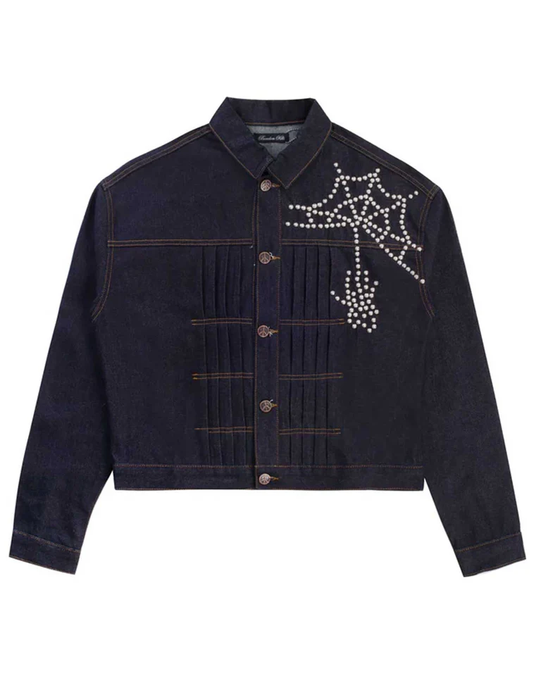 Boredom Kills Spider Pearl Denim Jacket Raw Indigo
