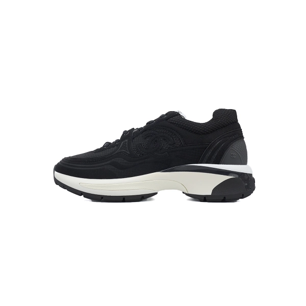 Chanel Fabric Laminated Low Top Sneakers Black