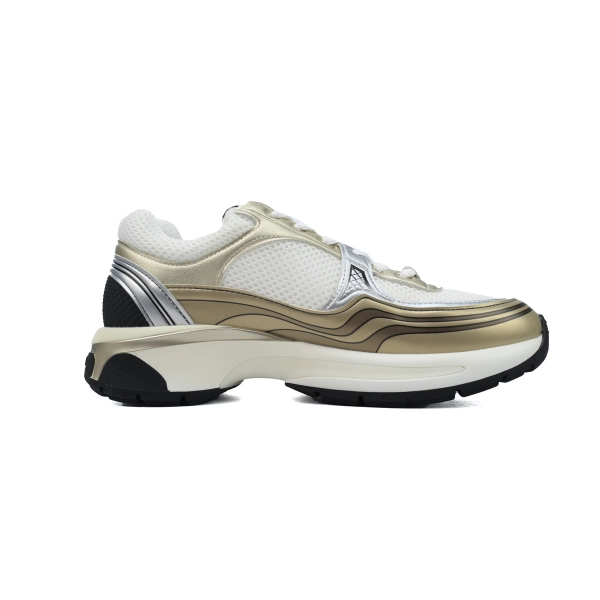 Chanel Fabric Laminated Low Top Sneakers Khaki G39792 Y56368 K5450