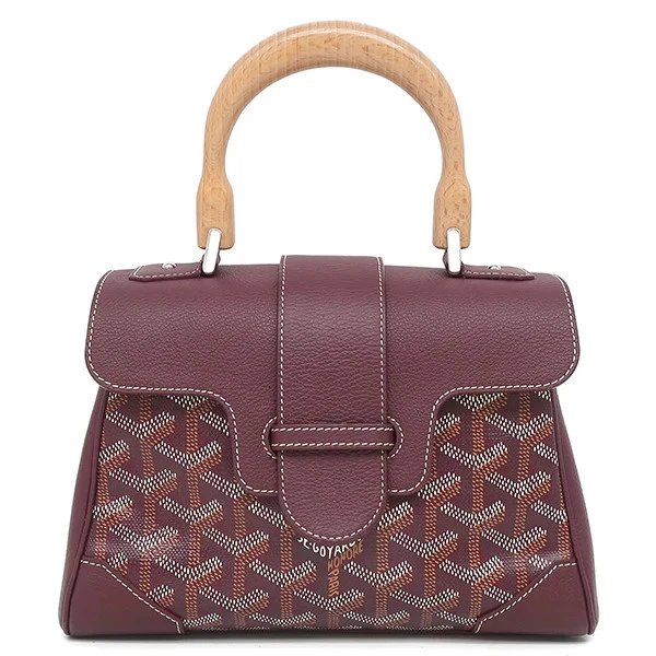 GOYARD Saigon Mini Soft Bag 2-Way Handbag Calfskin Canvas Burgundy #HDB210