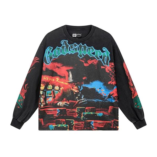 Godspeed Life A Gamble Long Sleeve T-Shirt 1099 Black Wash