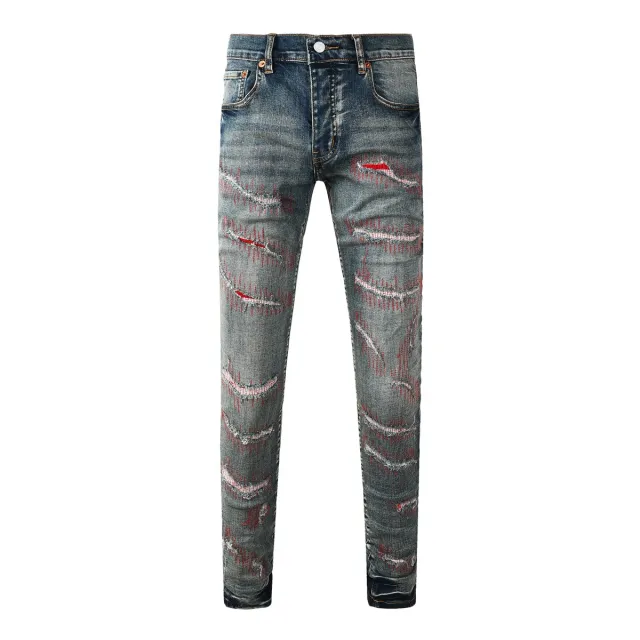 PURPLE BRAND Distressed Stitch Skinny Fits Jeans
