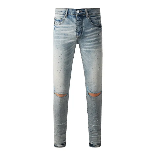 PURPLE BRAND Rhinestone Cut Gray Skinny Fits Jeans