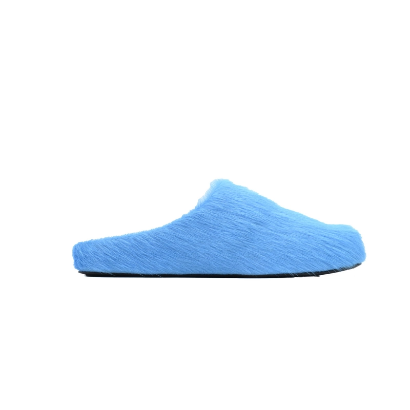 Marni Long-Hair Fussbett Slide Blue