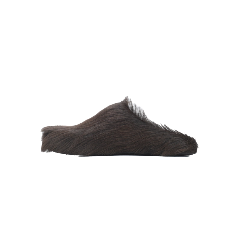 Marni Long-Hair Fussbett Slide Brown