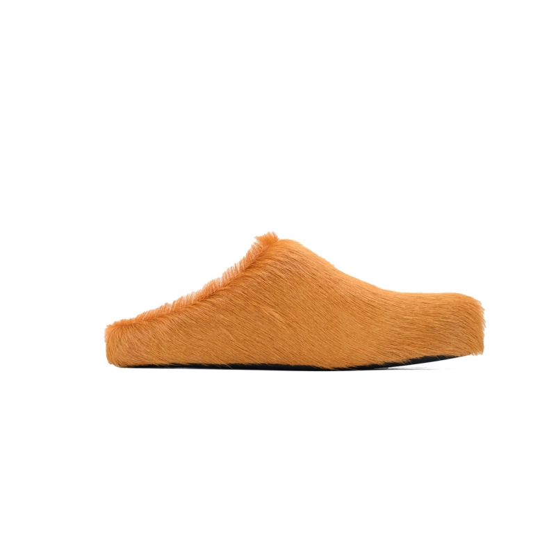 Marni Long-Hair Fussbett Slide Earthy Yellow