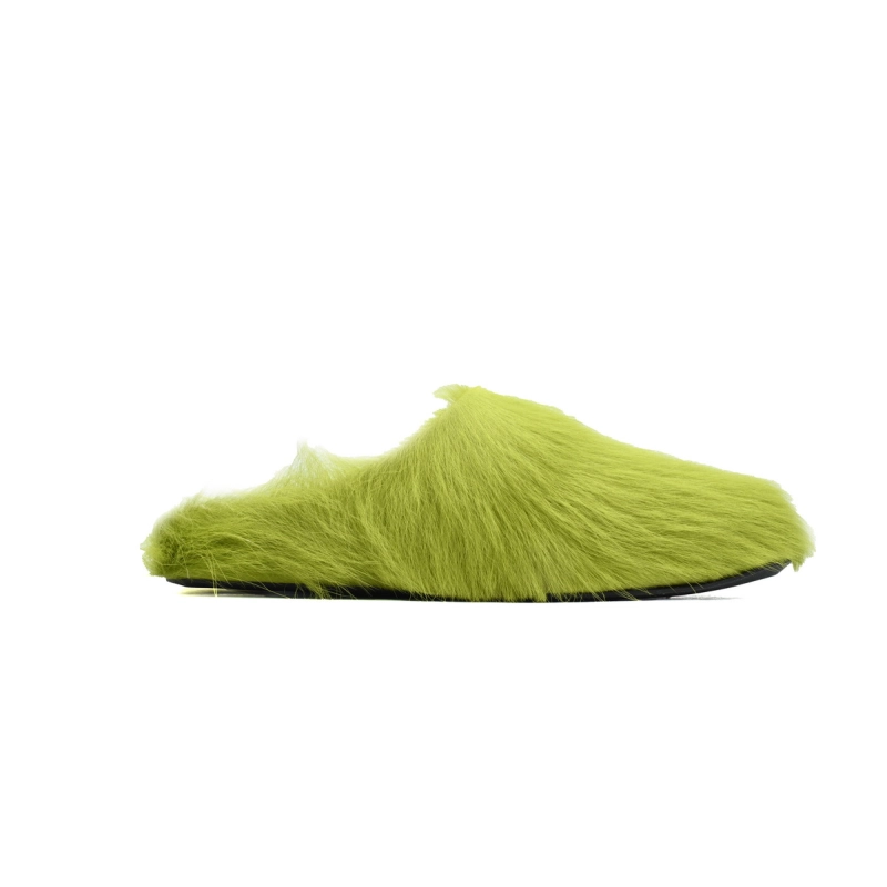 Marni Long-Hair Fussbett Slide Green