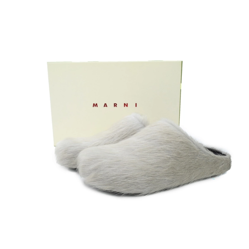Marni Long-Hair Fussbett Slide Grey