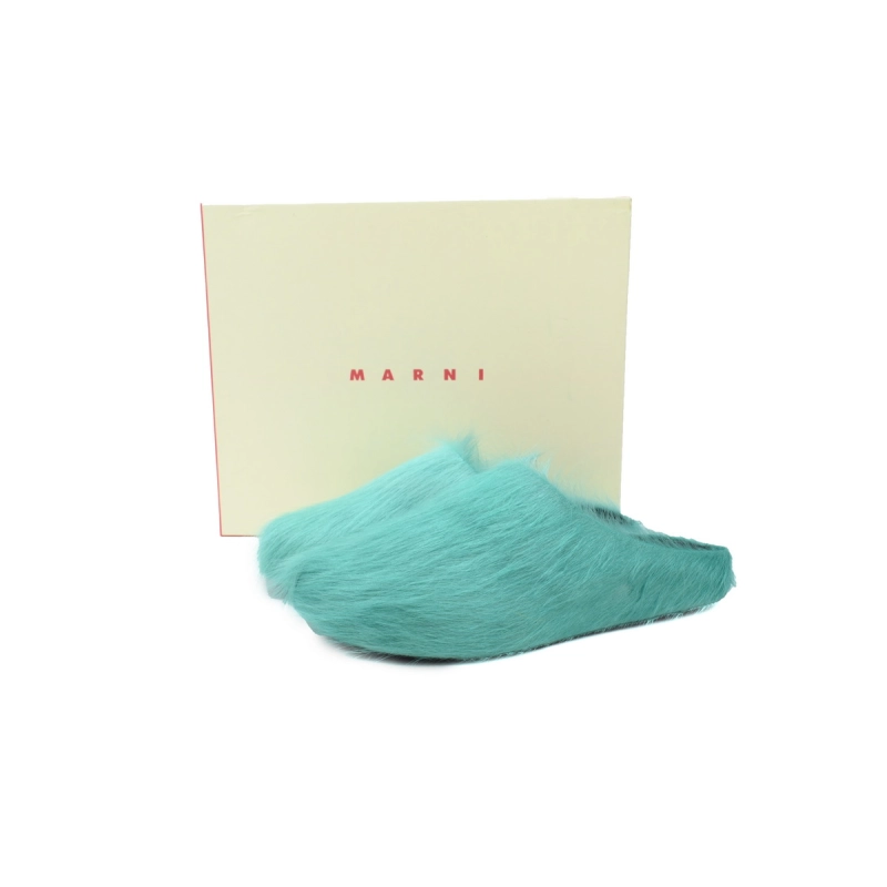 Marni Long-Hair Fussbett Slide Forest Green