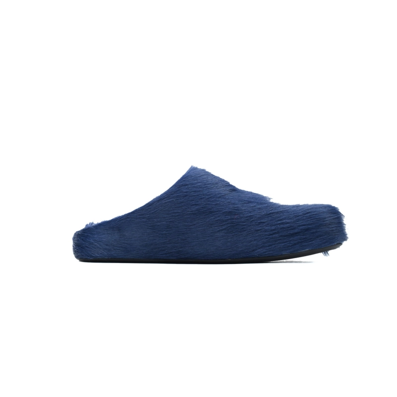 Marni Long-Hair Fussbett Slide Navy