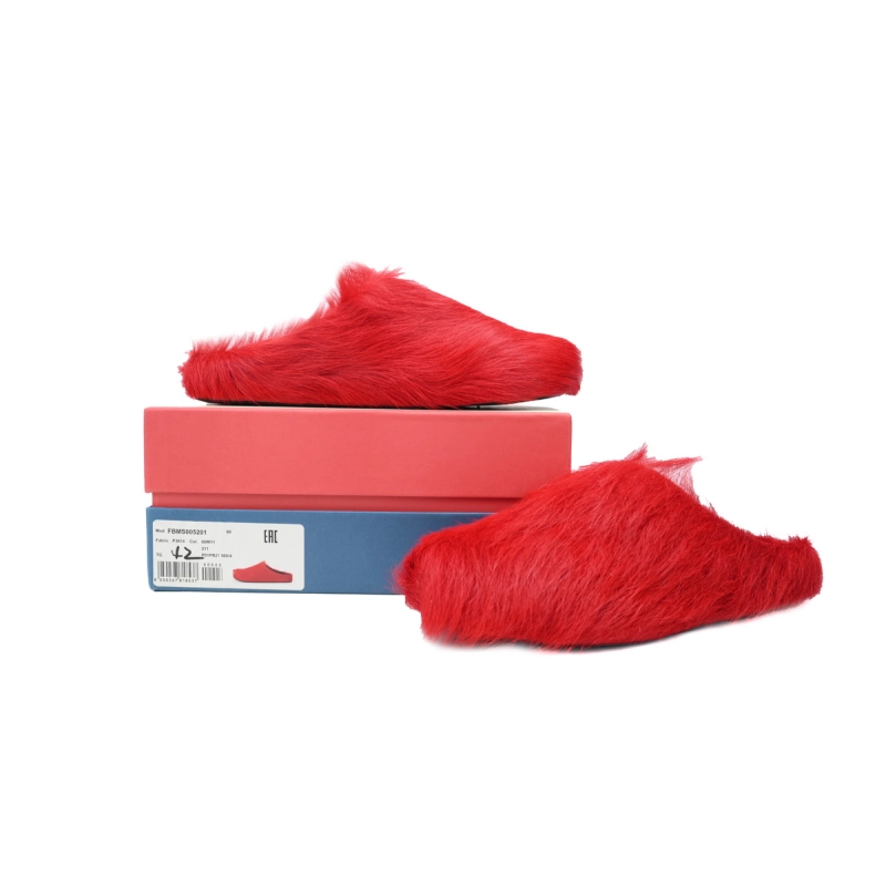 Marni Long-Hair Fussbett Slide Red