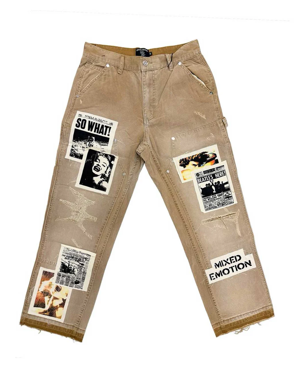 Mixed Emotions Newspaper Carpenter Pants khaki