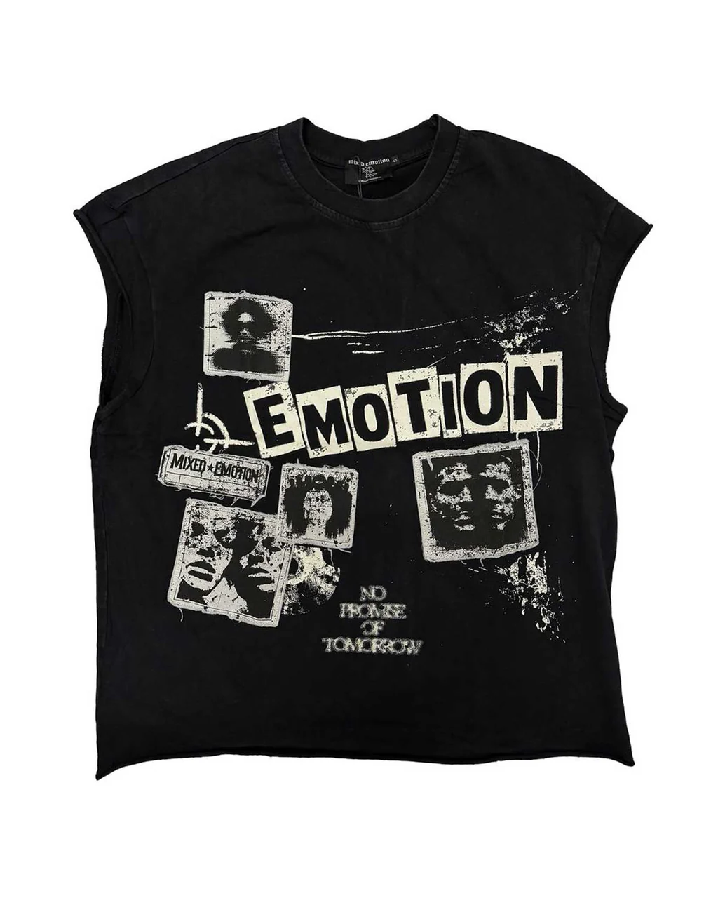 Mixed Emotions Newspaper Sleeveless Tee Black