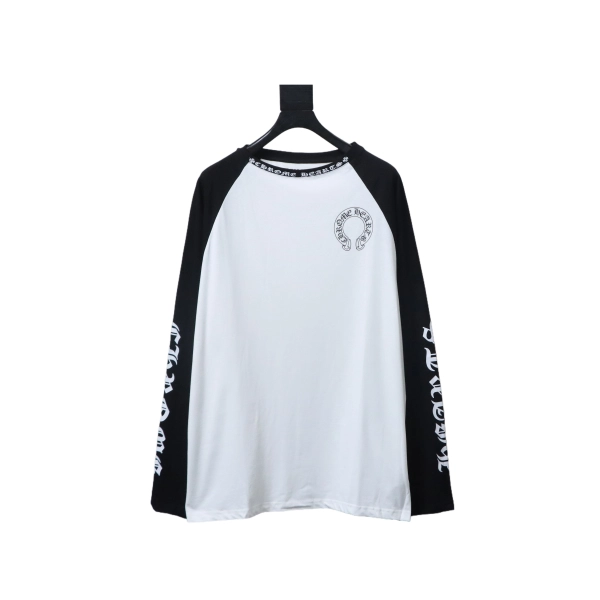 Chrome Hearts Horseshoe Neck Logo Long-Sleeve T-Shirt 'BlackWhite'