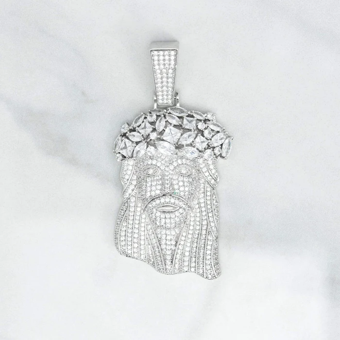 Moissanite Jesus Pendant - Silver - D Color - IF